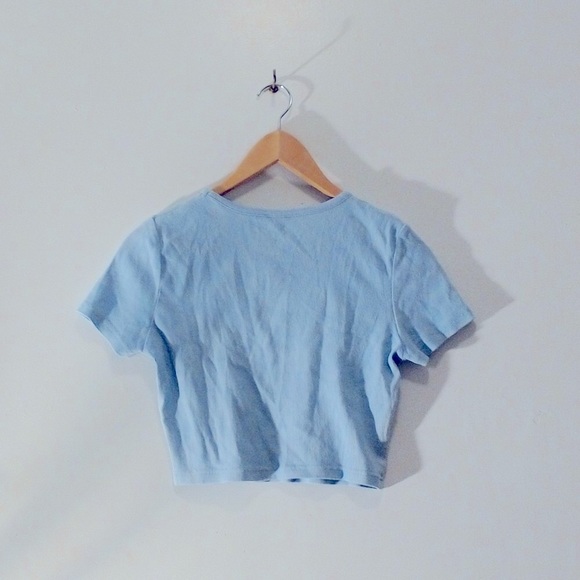 PLAYBOY Baby Blue Bunny Graphic Babydoll Crop Top T-Shirt fits XS and S - Picture 5 of 6